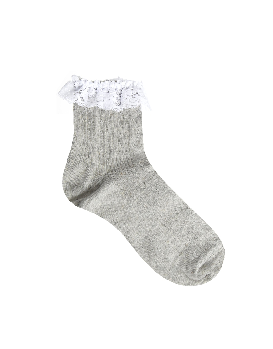 ASOS Lace Trim Ankle Socks in Grey (Gray) Lyst