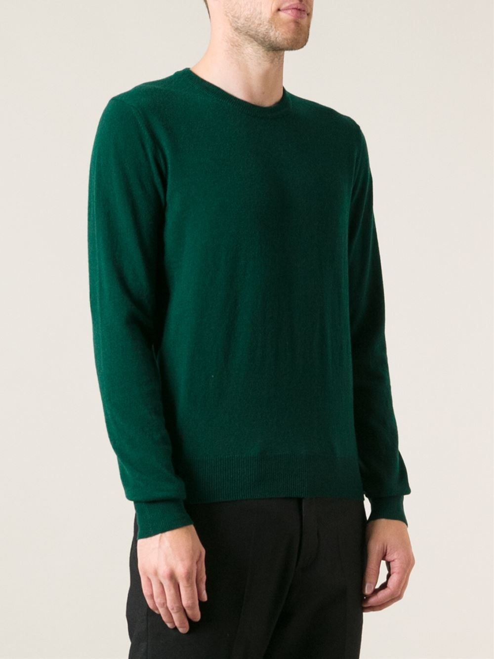 Moncler Crew Neck Jumper in Green for Men - Lyst