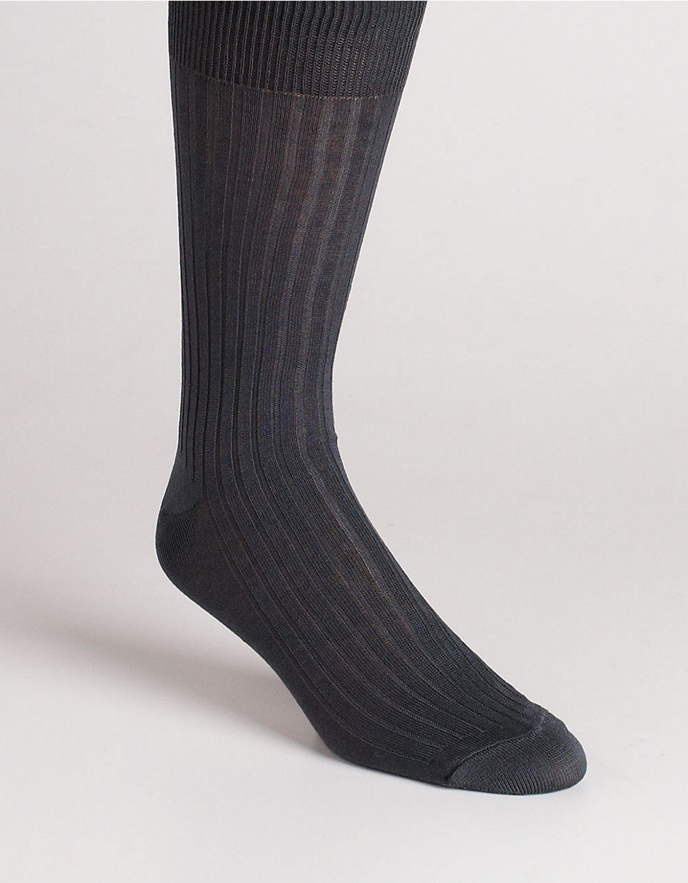 Black & brown Mercerized Ribbed Dress Socks in Gray for Men (Dark Grey