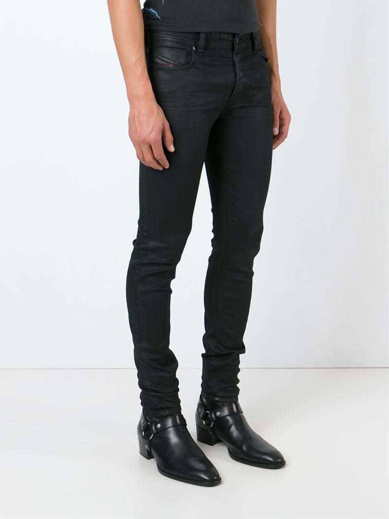 DIESEL Skinny Coated Jeans in Black for Men | Lyst UK