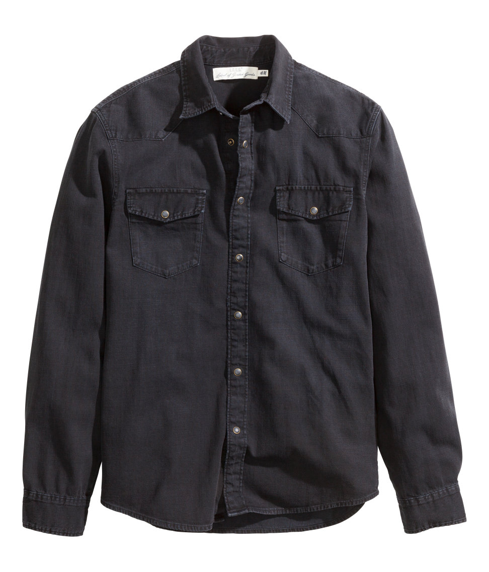 H&M Denim Shirt in Black for Men | Lyst