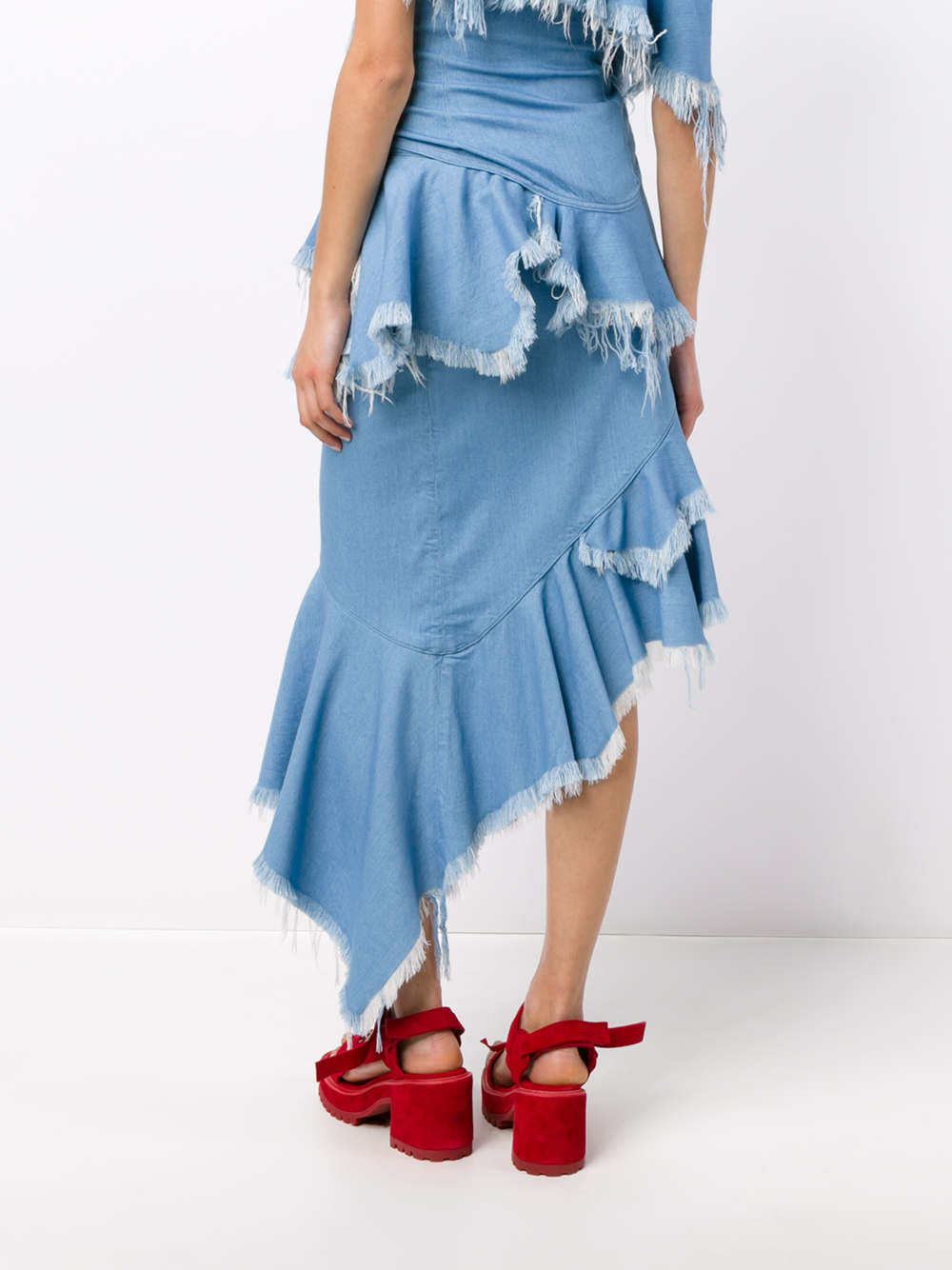 Lyst - Marques'Almeida Marques Almeida Frayed Denim Frill Skirt in Blue