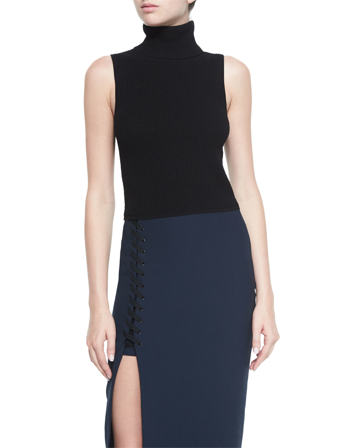 Black sleeveless turtleneck top Kathleen Kirkwood Sz M Mock Turtleneck Side Ruched Tank Top Black. Kathleen Kirkwood Sz XS Mock Turtleneck Sleeveless Top w/ Zipper Back Blue. Sold by Phoenix Trading Company. $ $ Susan Graver Top Sz L Liquid Knit Mock Neck Sleeveless Top Red.