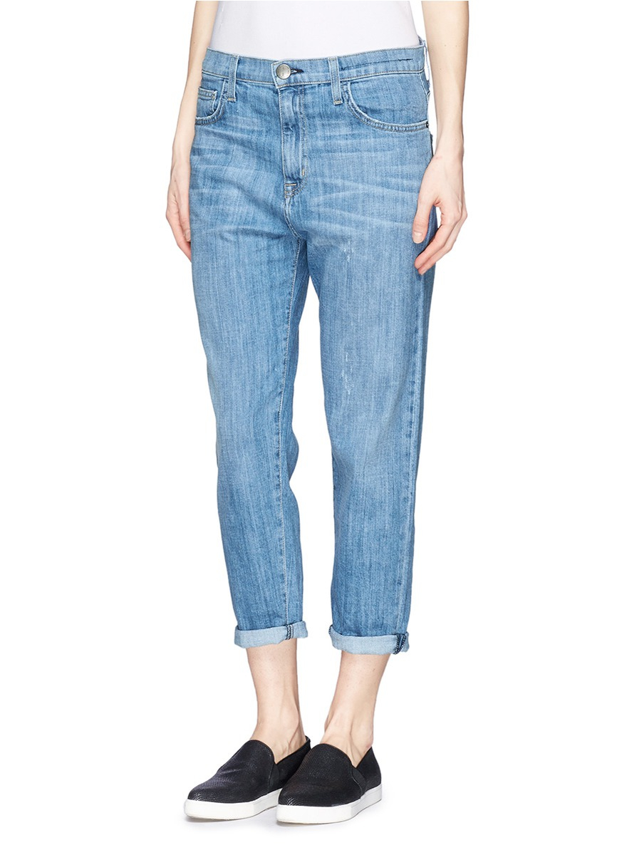 Lyst - Current/Elliott 'The Slouchy Carrot' Whiskered Cropped Jeans in Blue