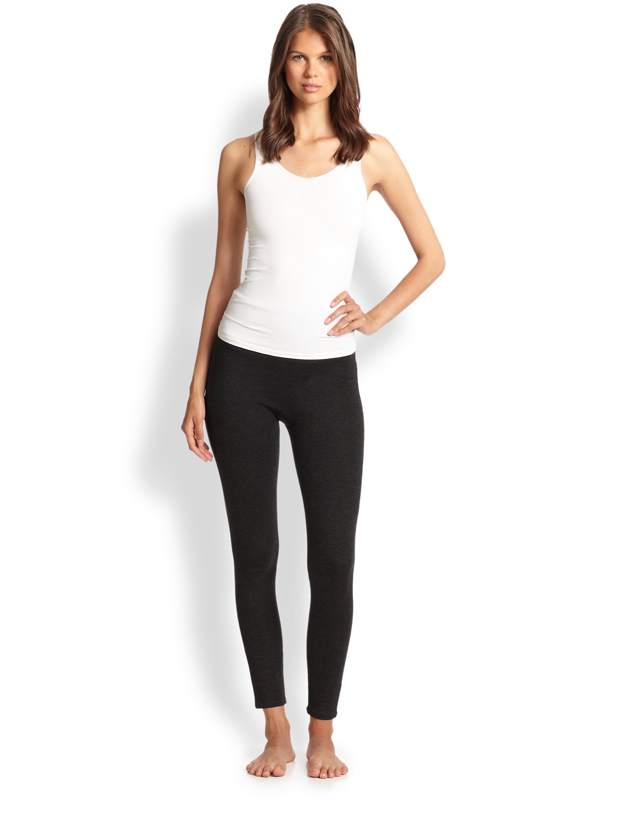 Spanx Heathered Ponte Knit Leggings in Gray (CHARCOAL) Lyst