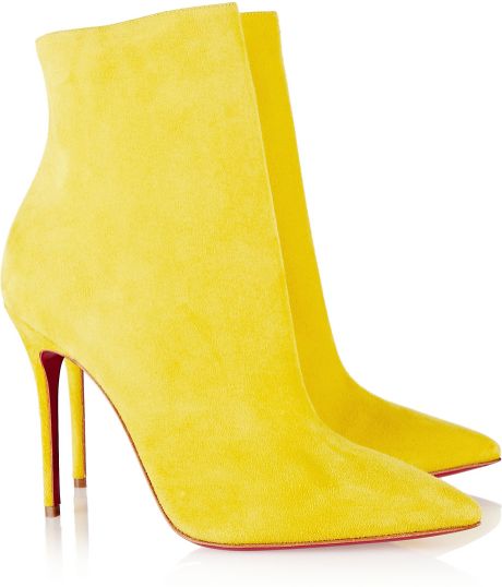 Christian Louboutin So Kate 100 Suede Ankle Boots in Yellow | Lyst