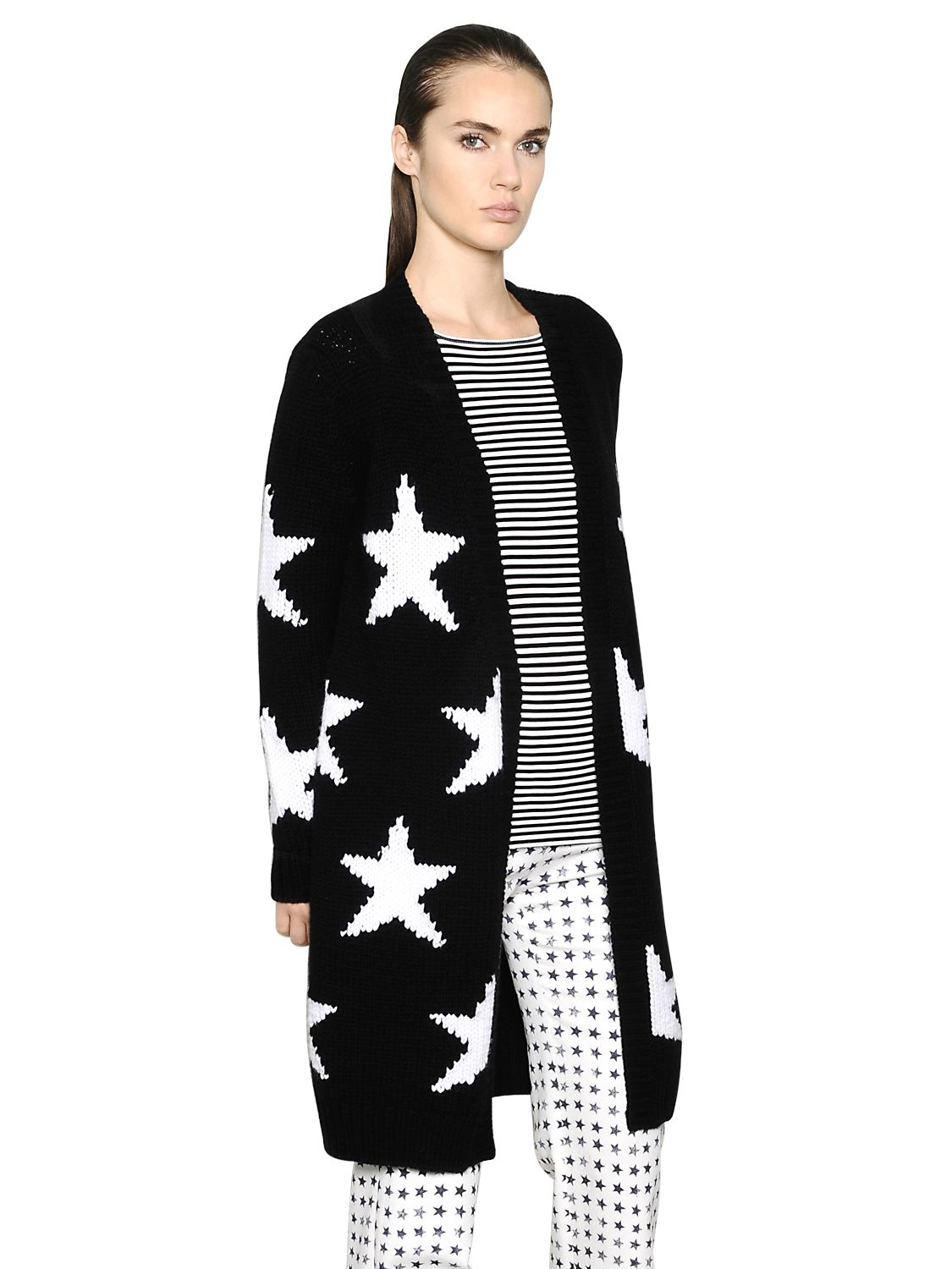 Max Mara Cotton Alba Star Cardigan in Black/White (Black) - Lyst