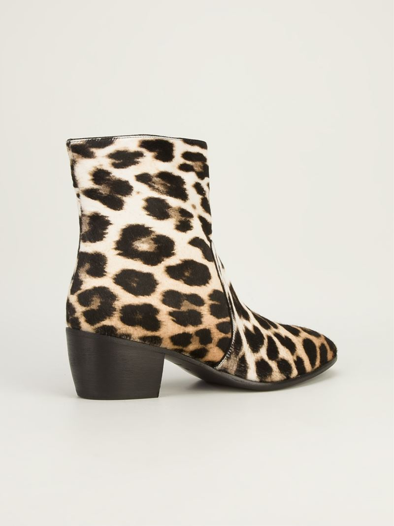 Giuseppe Zanotti Leopard Print Ankle Boots in Natural for