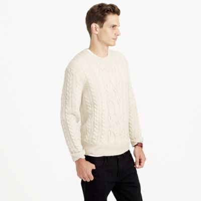J.Crew Wallace & Barnes Shetland Wool Cable Sweater in White for