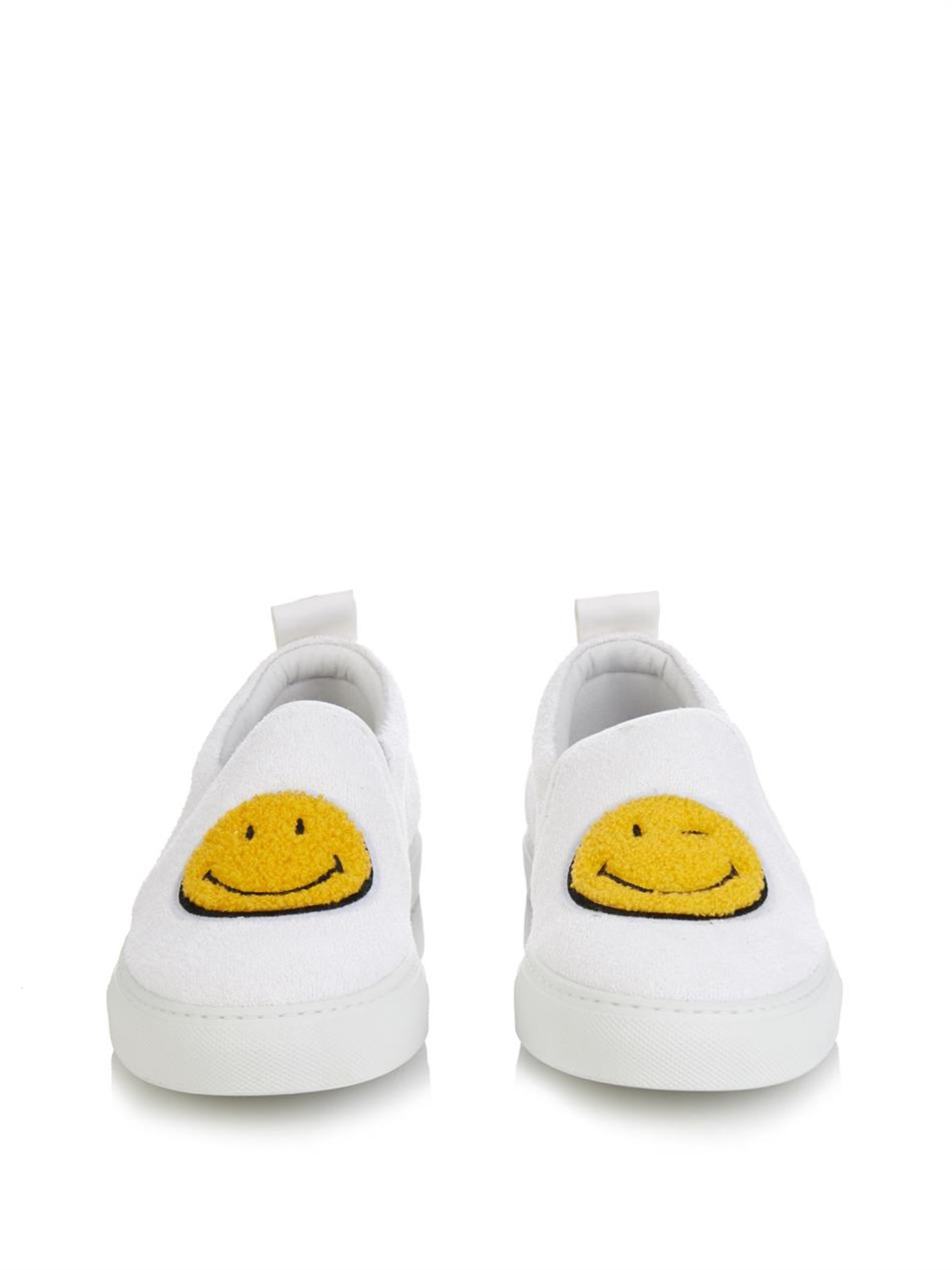 Joshua Sanders Smiley-Face Terry-Cloth Sneakers in White - Lyst