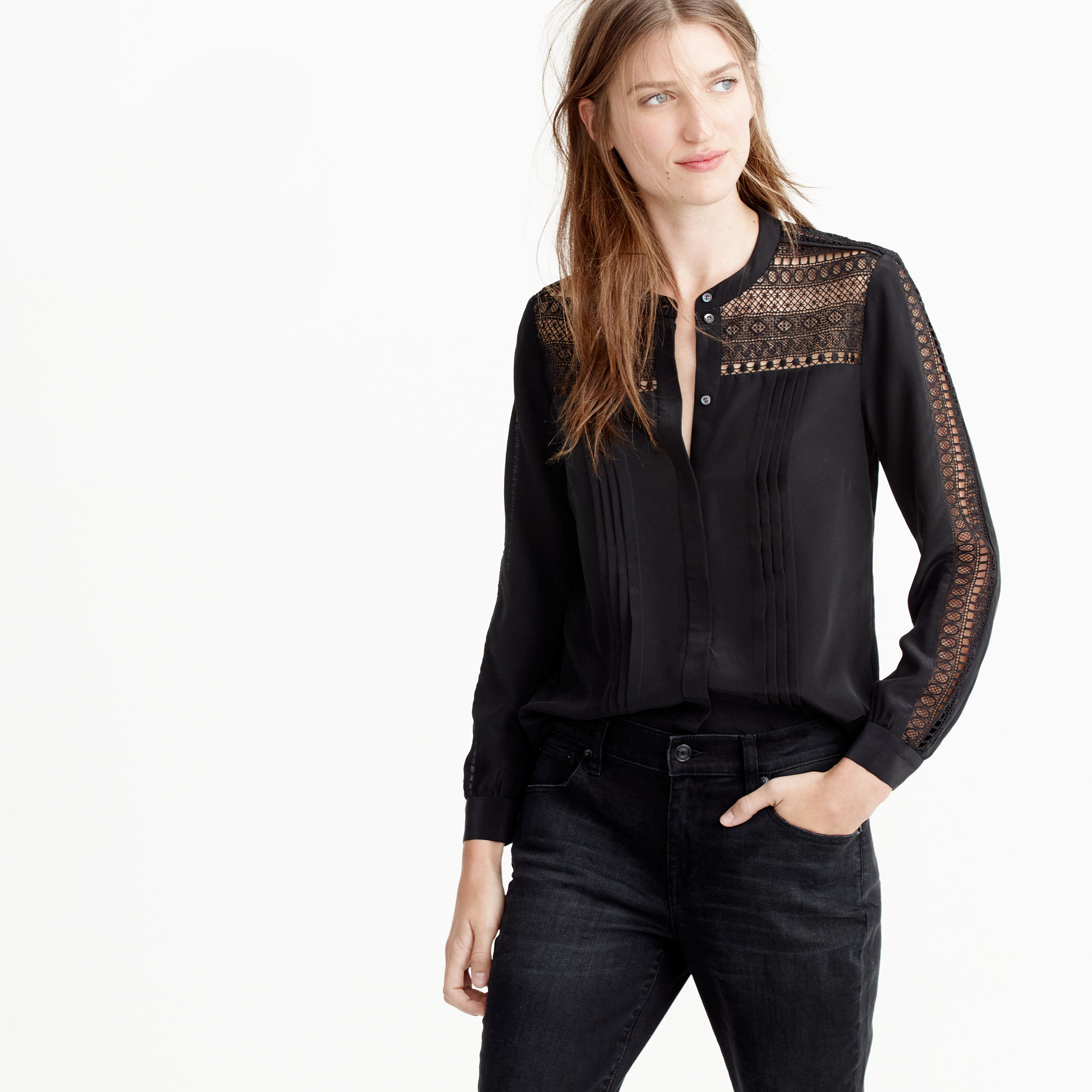 black silk lace top