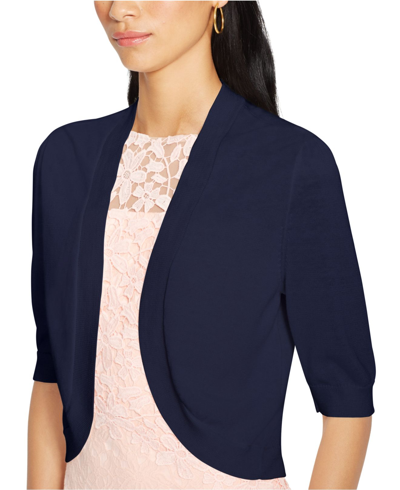 Lauren by ralph lauren Short-Sleeve Open-Front Cardigan in Blue (Navy ...