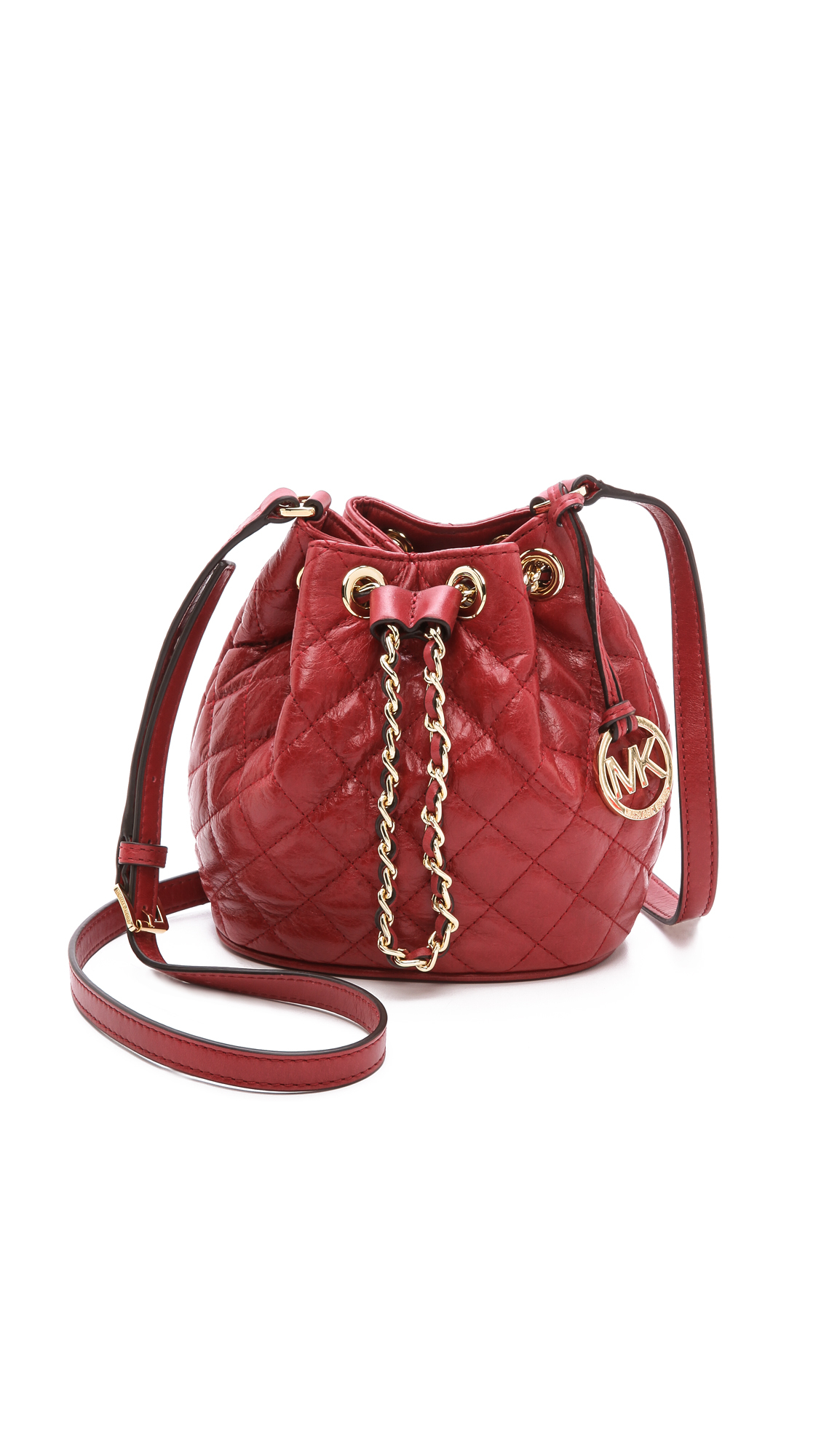 MICHAEL Michael Kors Red Quilted Leather Frankie Bucket Bag For Sale at  1stDibs