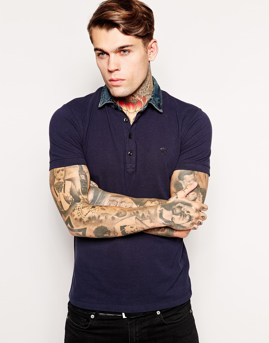 diesel polo shirt denim collar