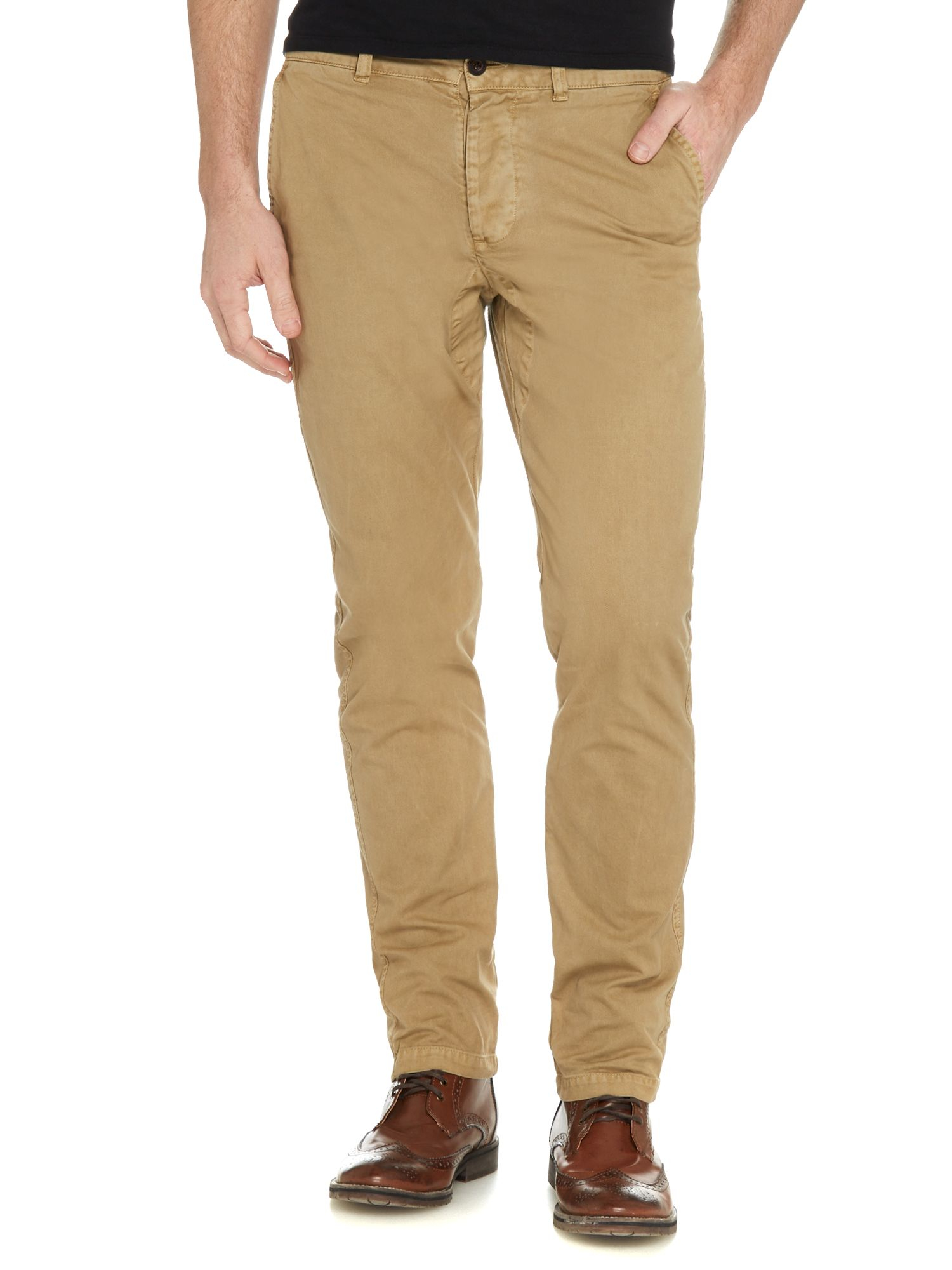 Farah Straight Leg Casual Tailored Trousers in Beige for Men | Lyst