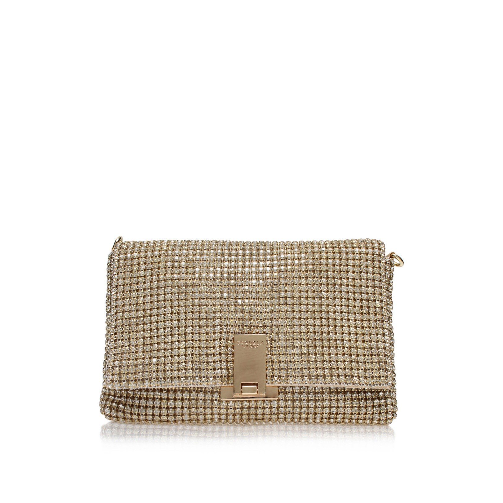 Carvela Kurt Geiger Steph Diamante Clutch in Metallic Lyst UK
