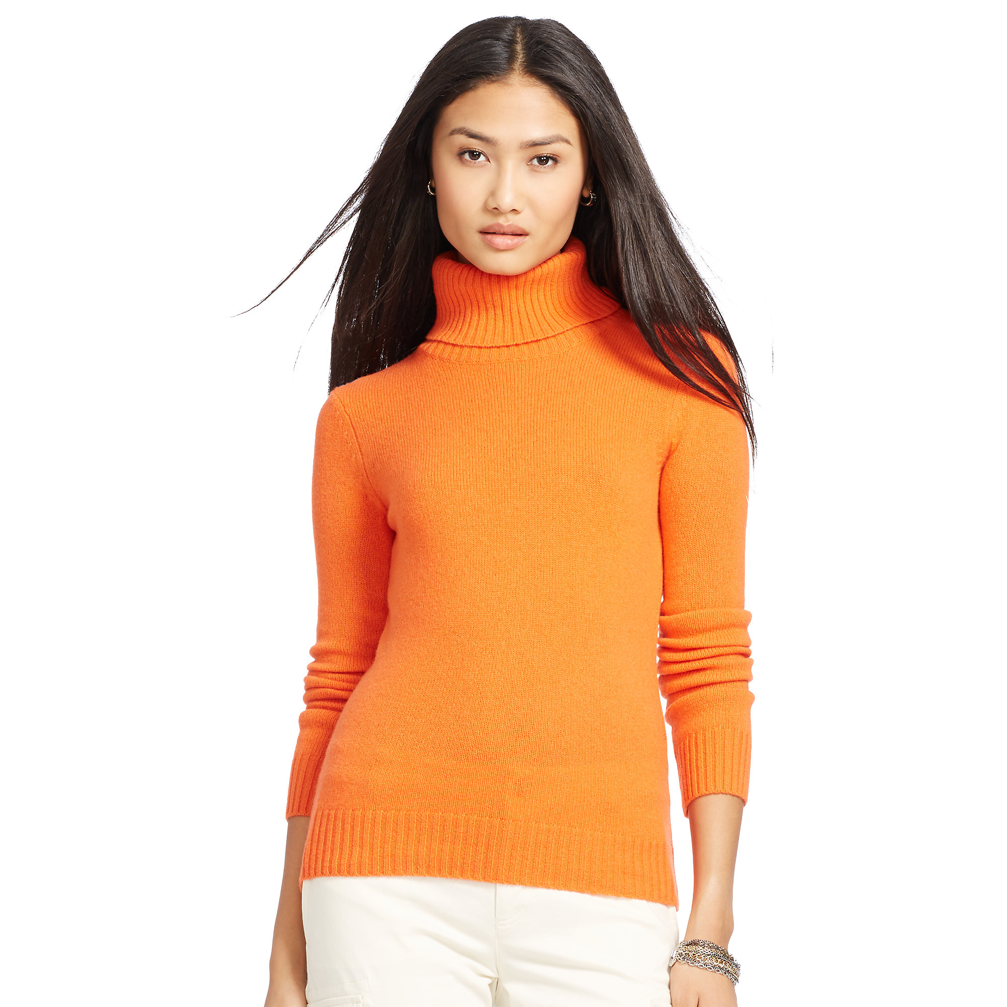 bright orange turtleneck