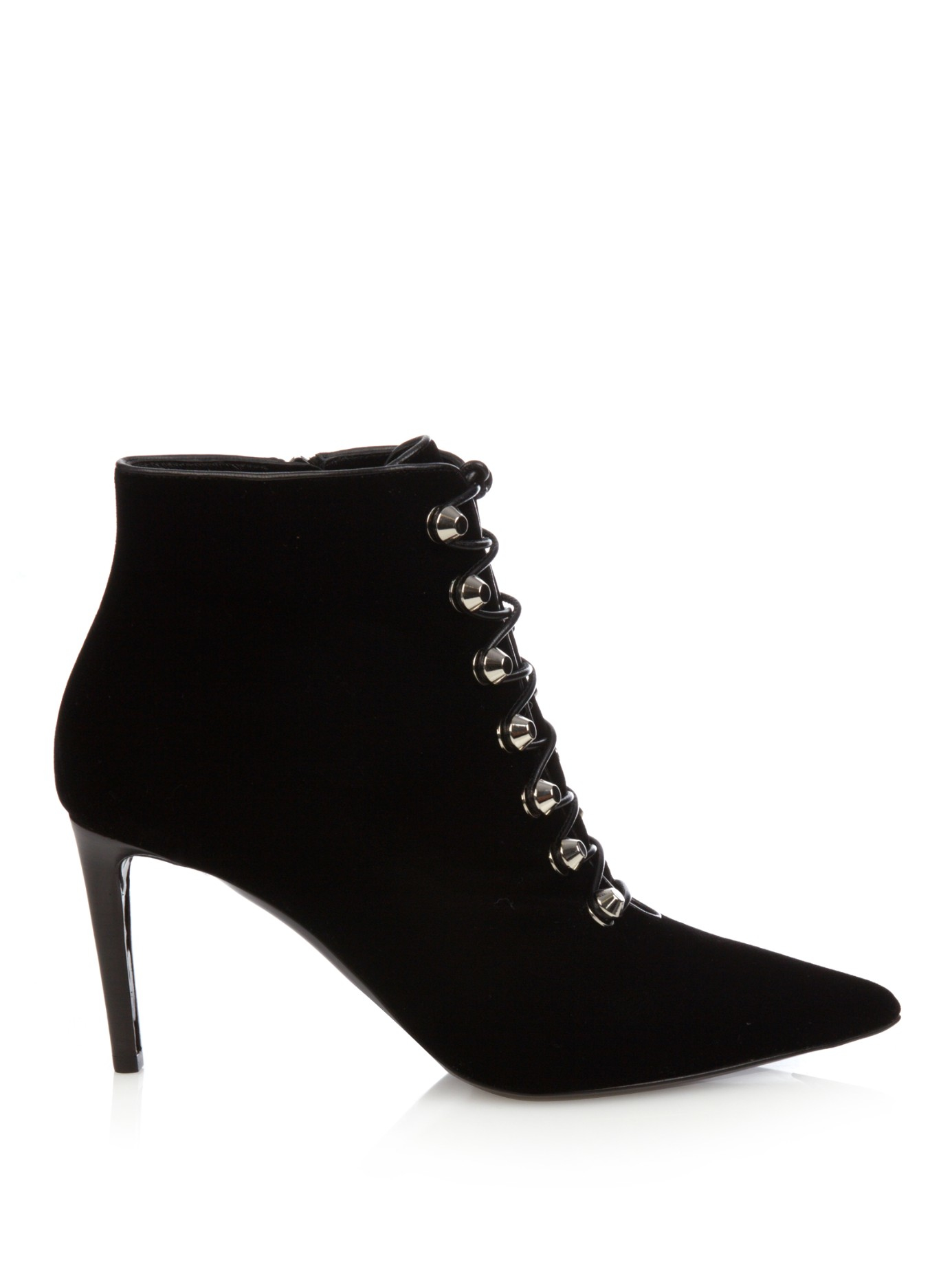 Lyst Balenciaga PointToe Velvet Ankle Boots in Black