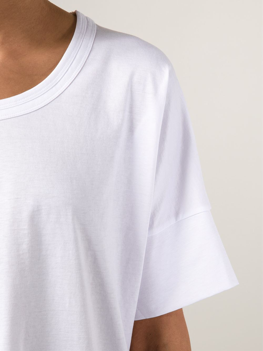 Lemaire Scoop-Neck Cotton T-Shirt in White | Lyst