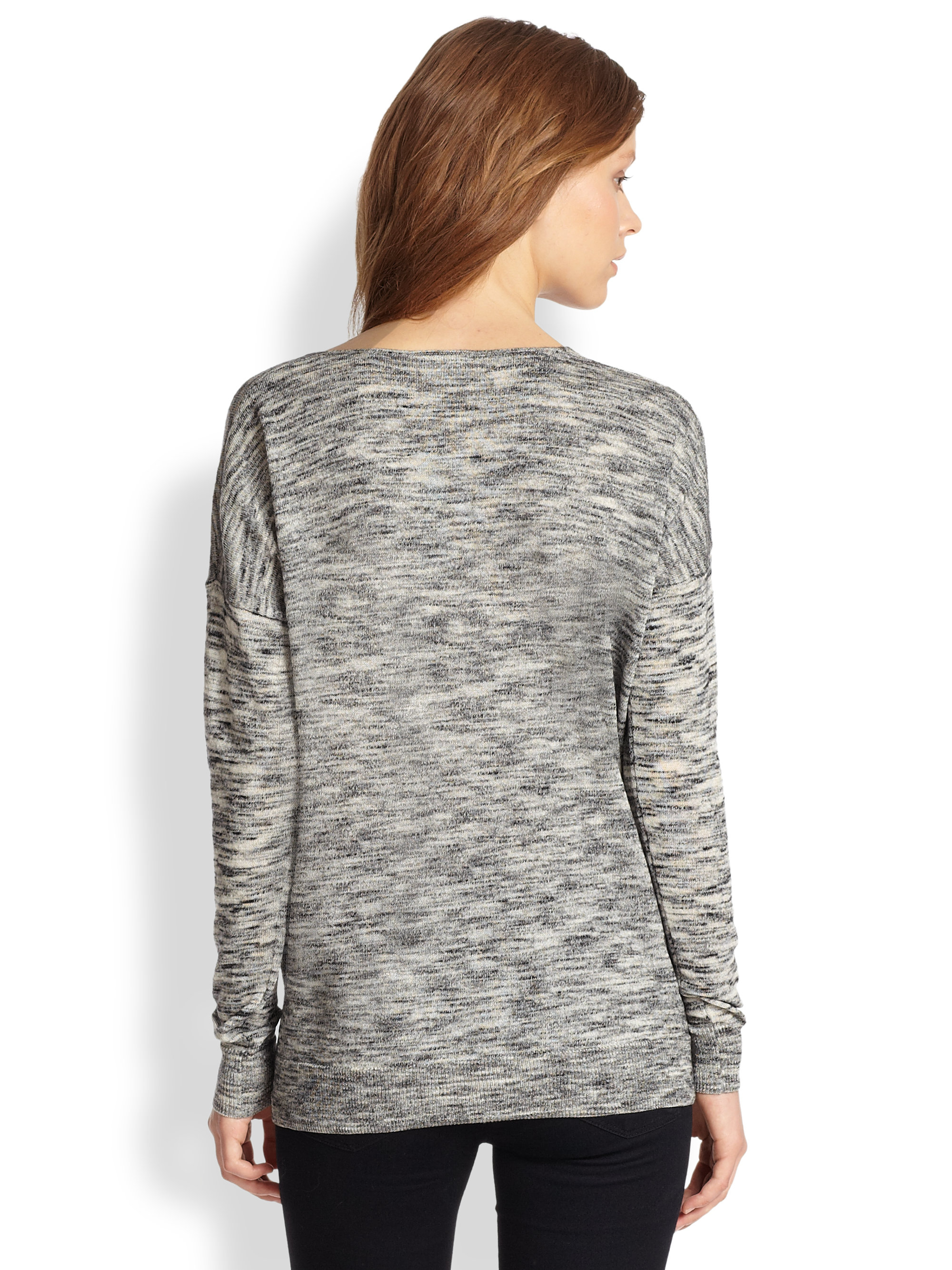 Lyst Theory Bellane Slouched SpaceDye Sweater in Gray
