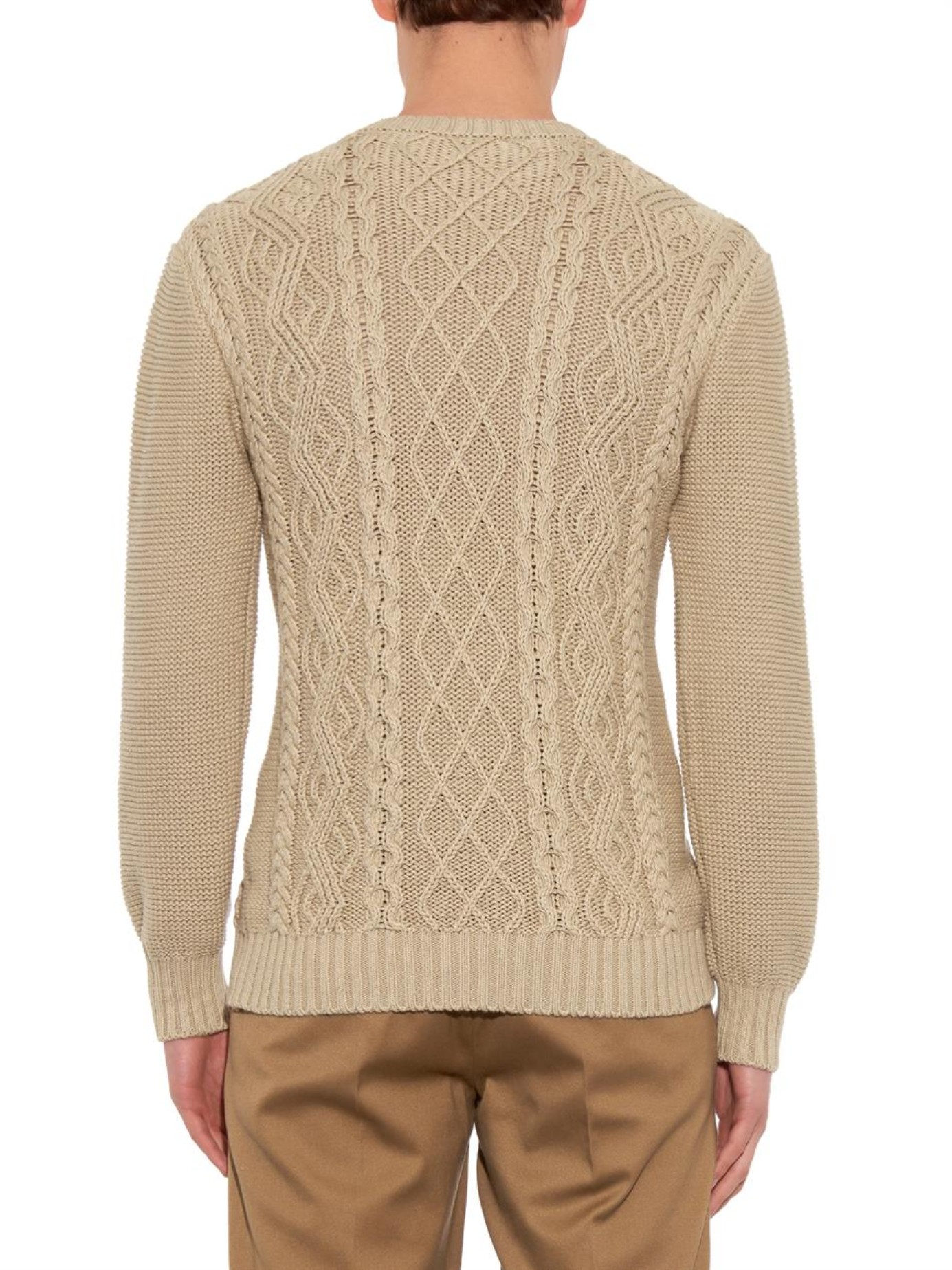 Inis meain Aran-Knit Crew-Neck Sweater in Natural for Men ...