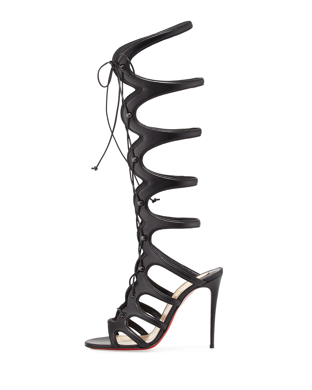Christian louboutin Amazoula 100mm Leather Tall Gladiator Red Sole ...