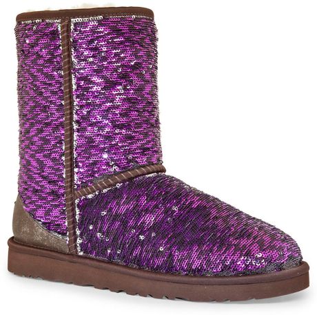 Ugg Classic Short Sparkle Suede & Sequin Boots in Purple | Lyst