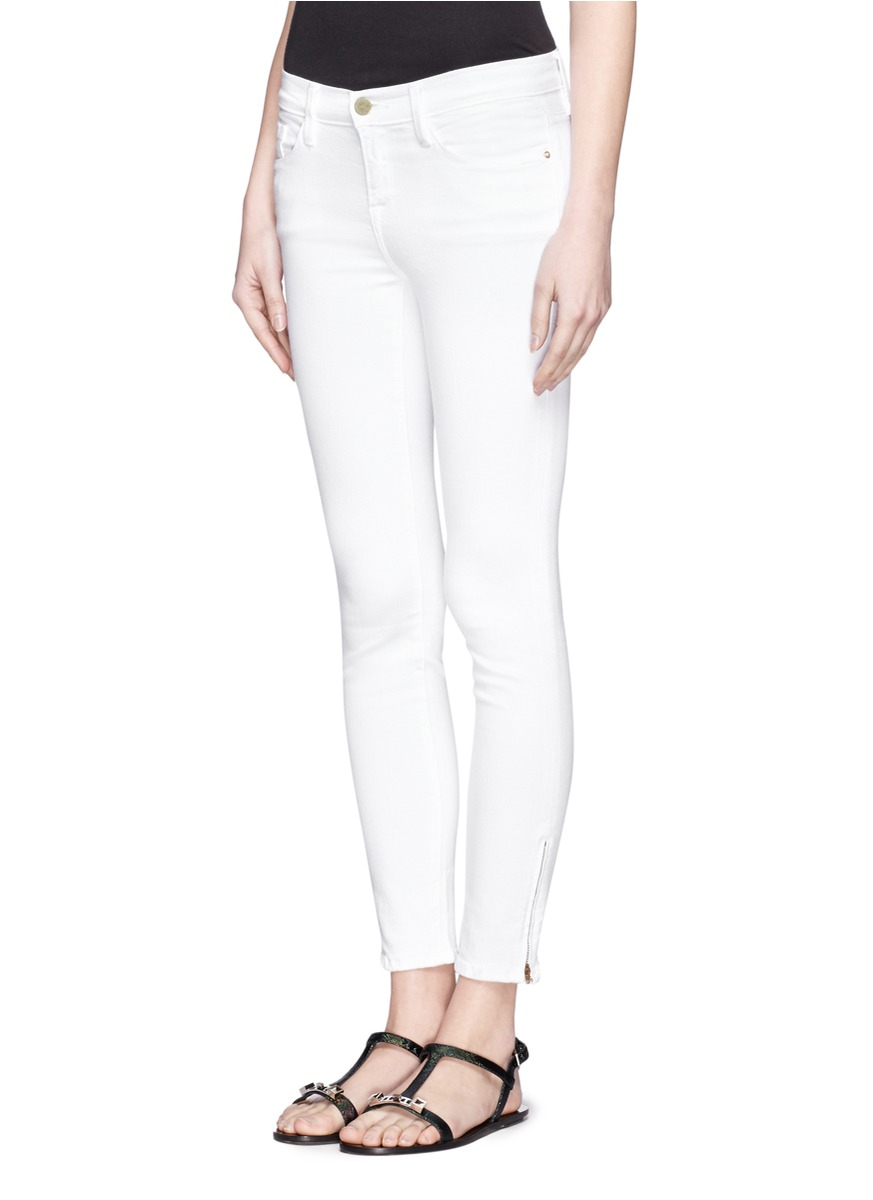frame white skinny jeans