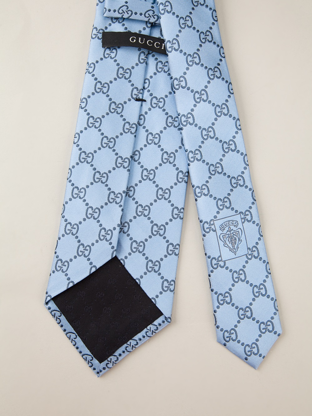 Gucci Monogram Print Tie in Blue for Men