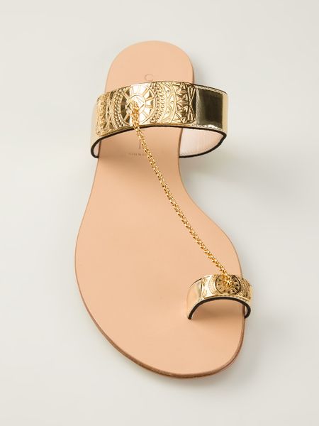Casadei Chain Detailed Sandals in Gold (metallic) | Lyst