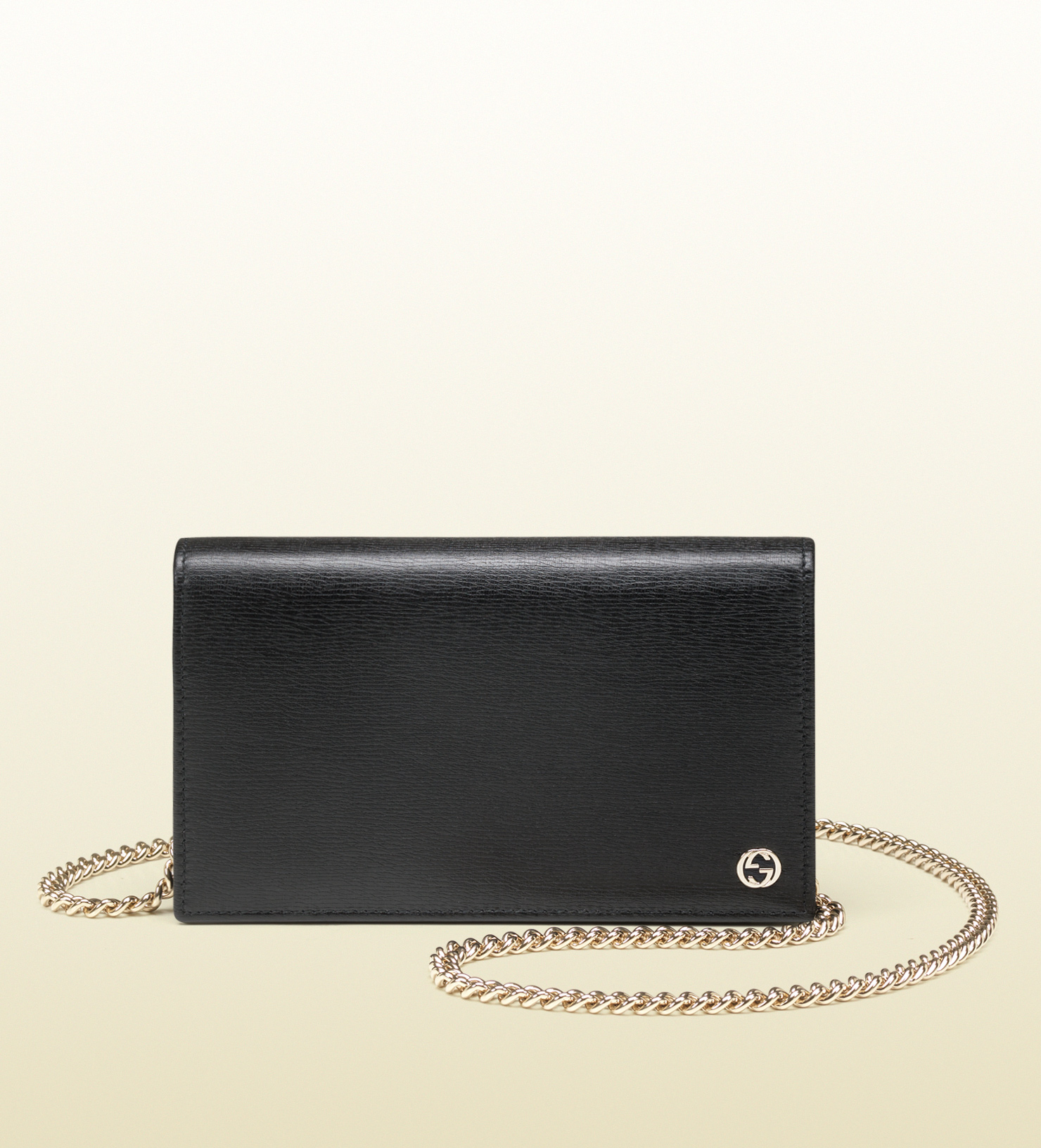Gucci Leather Chain Wallet in Black - Lyst