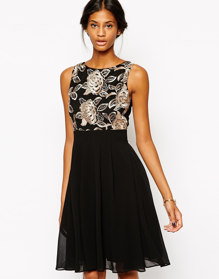 Lyst - Little Mistress Prom Dress With Metallic Floral ...