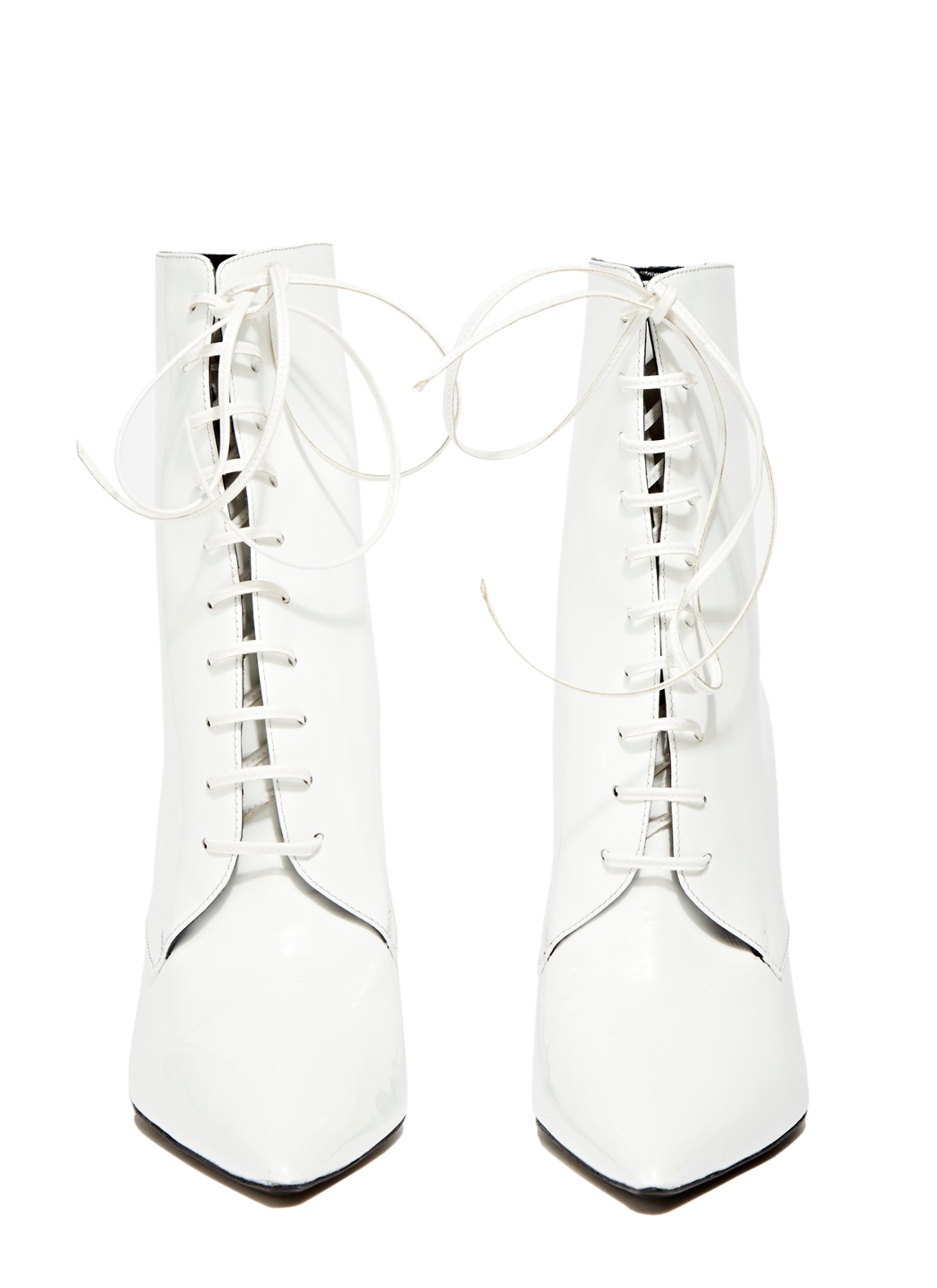 white leather lace up boots