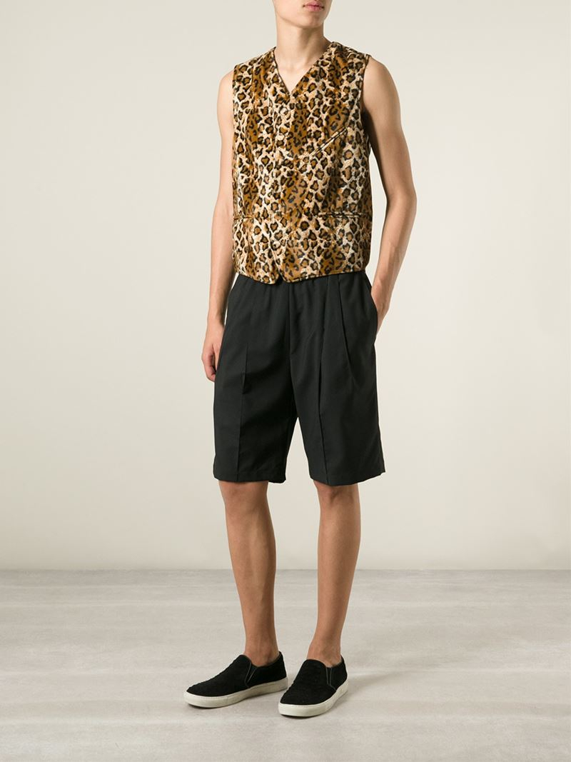 Engineered Garments Reversible Leopard Print Velour Vest in Brown 