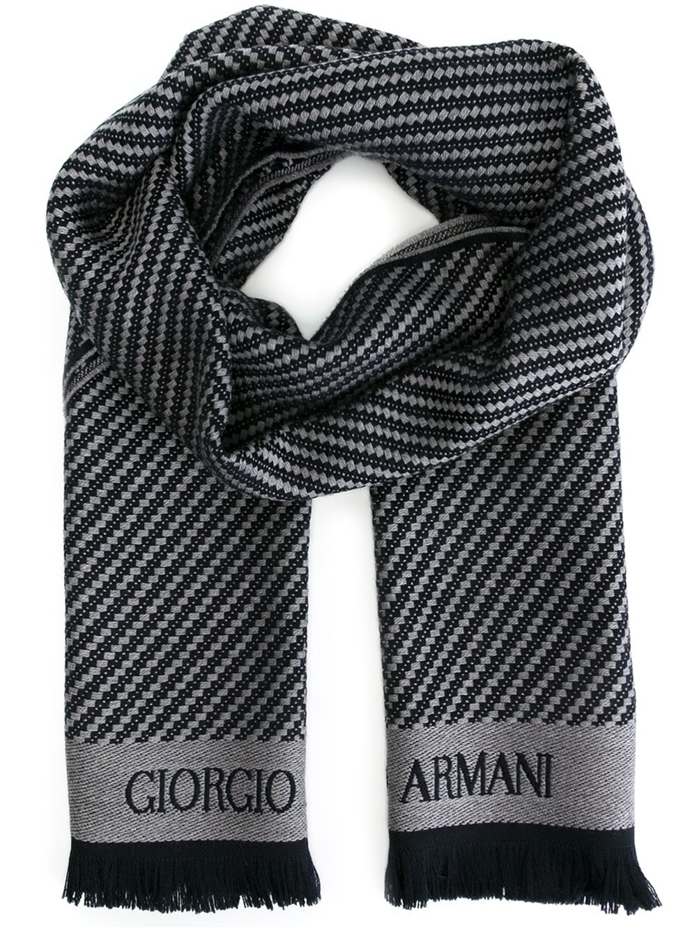 Giorgio armani Weave Fringed Scarf in Blue for Men | Lyst