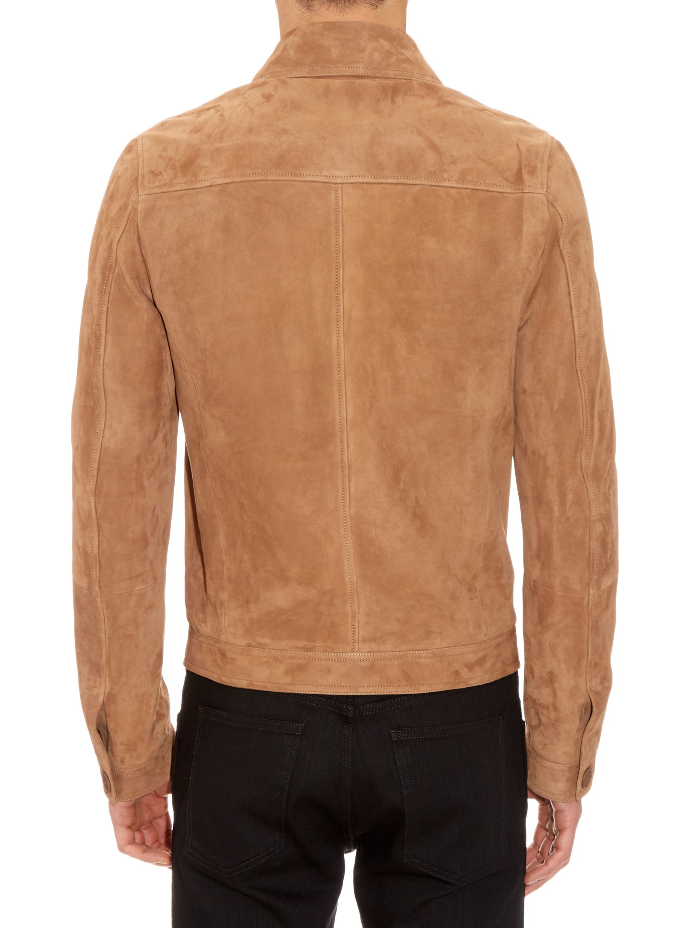 Bottega Veneta Point-collar Suede Jacket in Brown for Men - Lyst