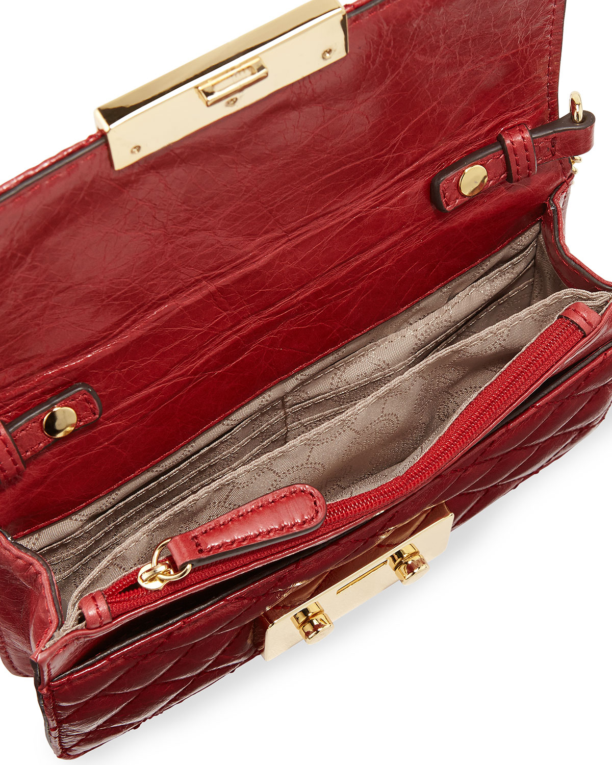 Michael michael kors Sloan Quilted Crossbody Bag in Red (DARK RED) Lyst