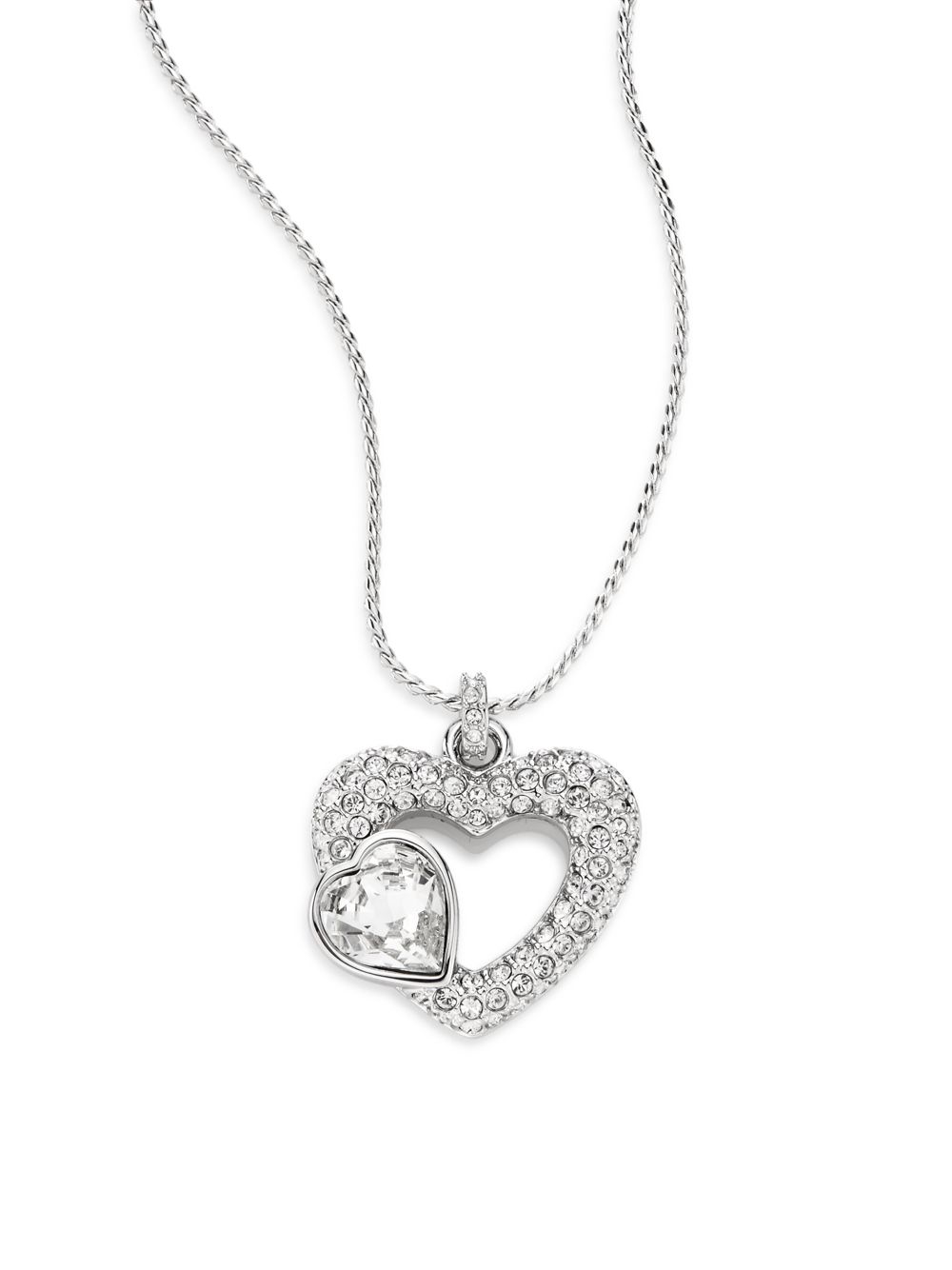 Swarovski Emotion Crystal Double Heart Pendant Necklace in Silver  (Metallic) | Lyst