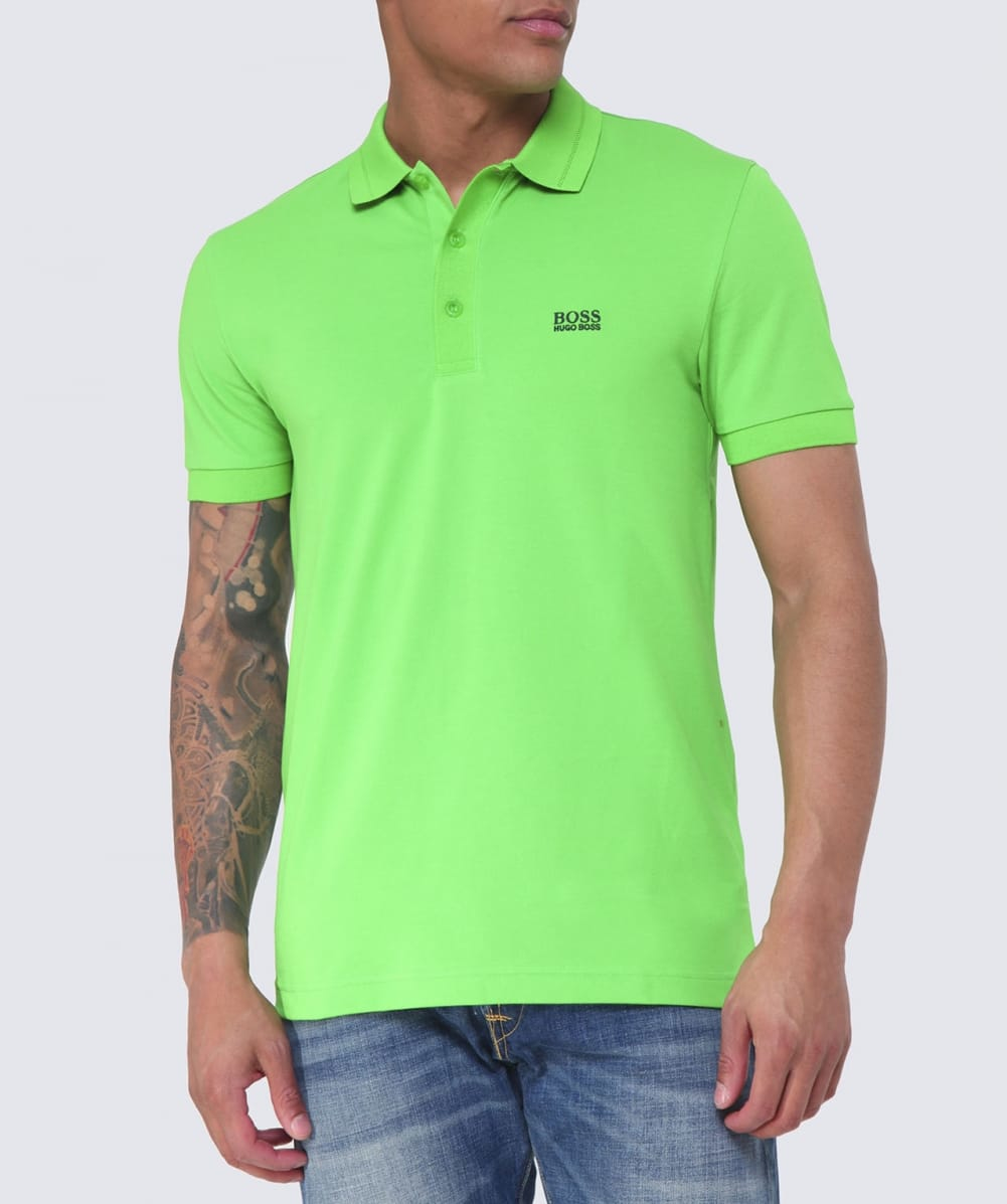 BOSS Green Cotton Paule Polo Shirt in Bright Green (Green) for Men - Lyst
