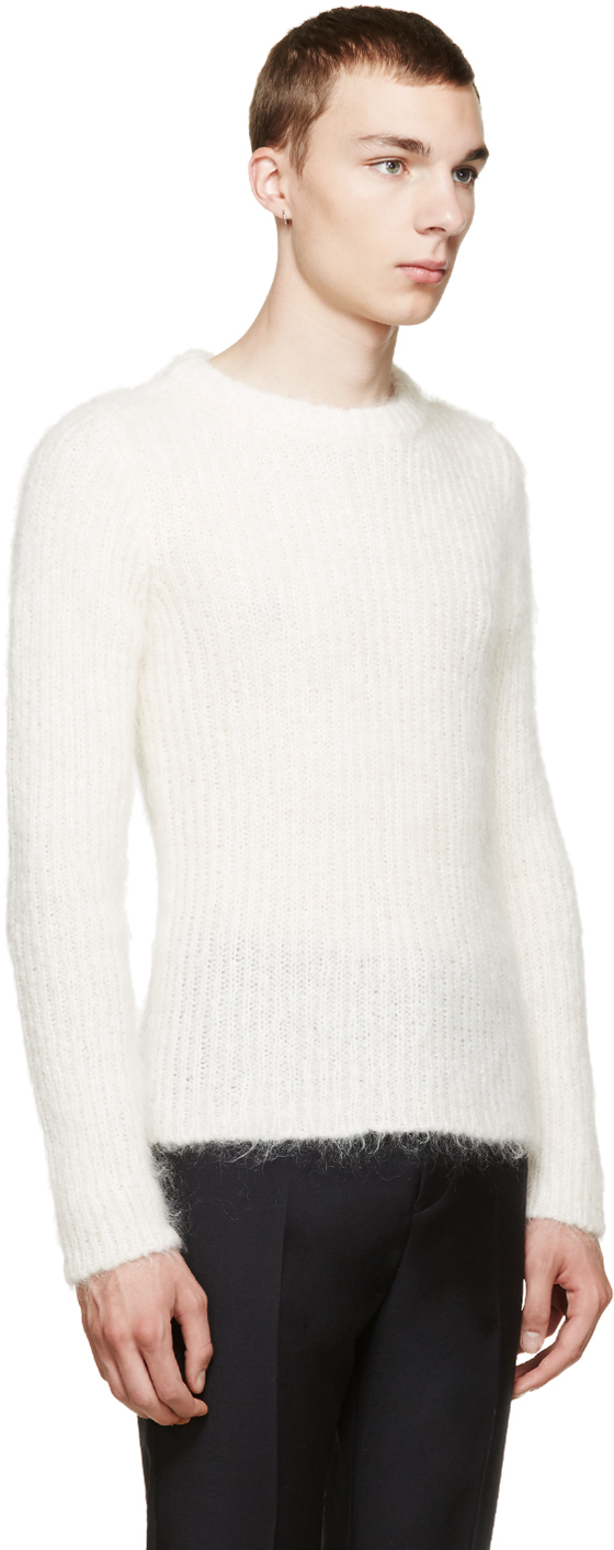 Raf Simons Off-white Mohair Knit Sweater for Men - Lyst