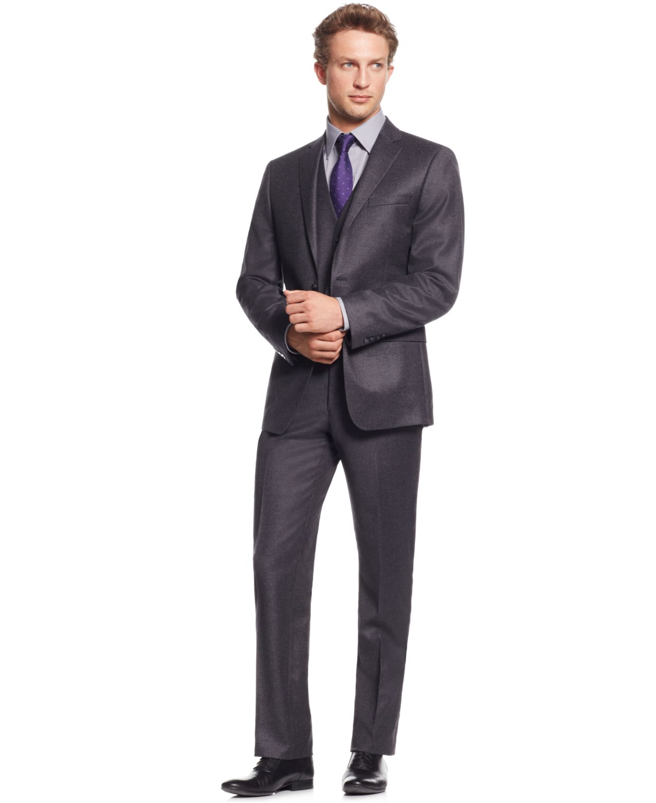 Lyst Calvin Klein Grey Flannel Extra Slimfit Vested Suit in Gray for Men