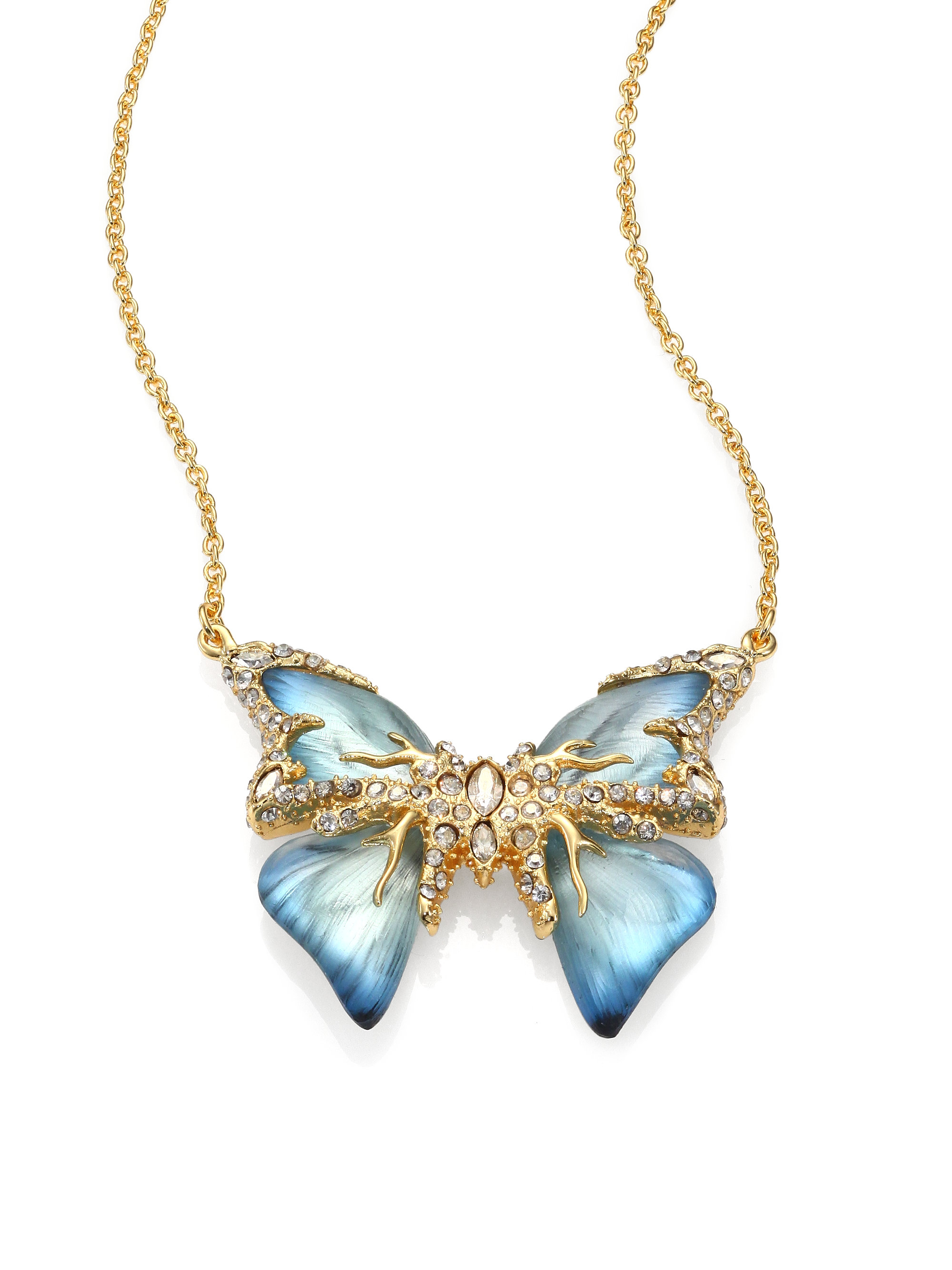 Alexis Bittar Swarovski Crystal Lucite Butterfly Pendant Necklace in ...