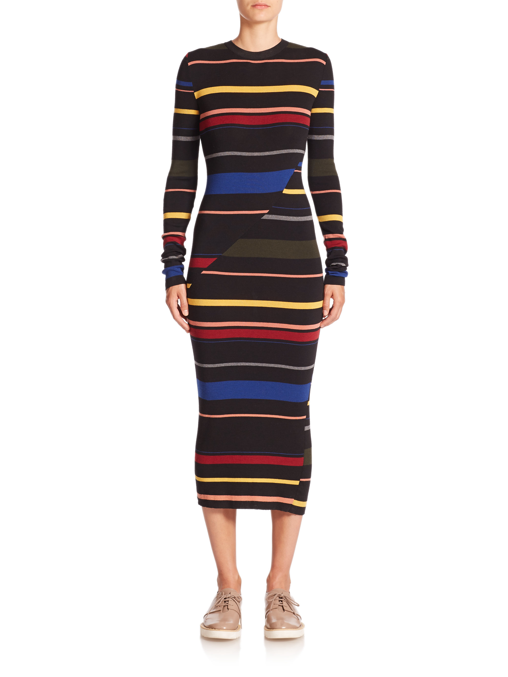 striped midi sweater dress