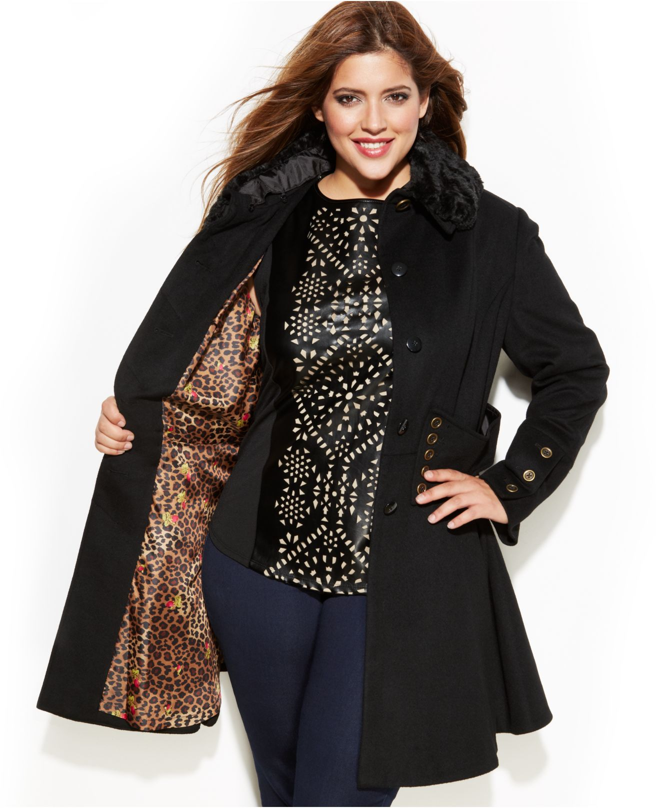 plus size flare coat