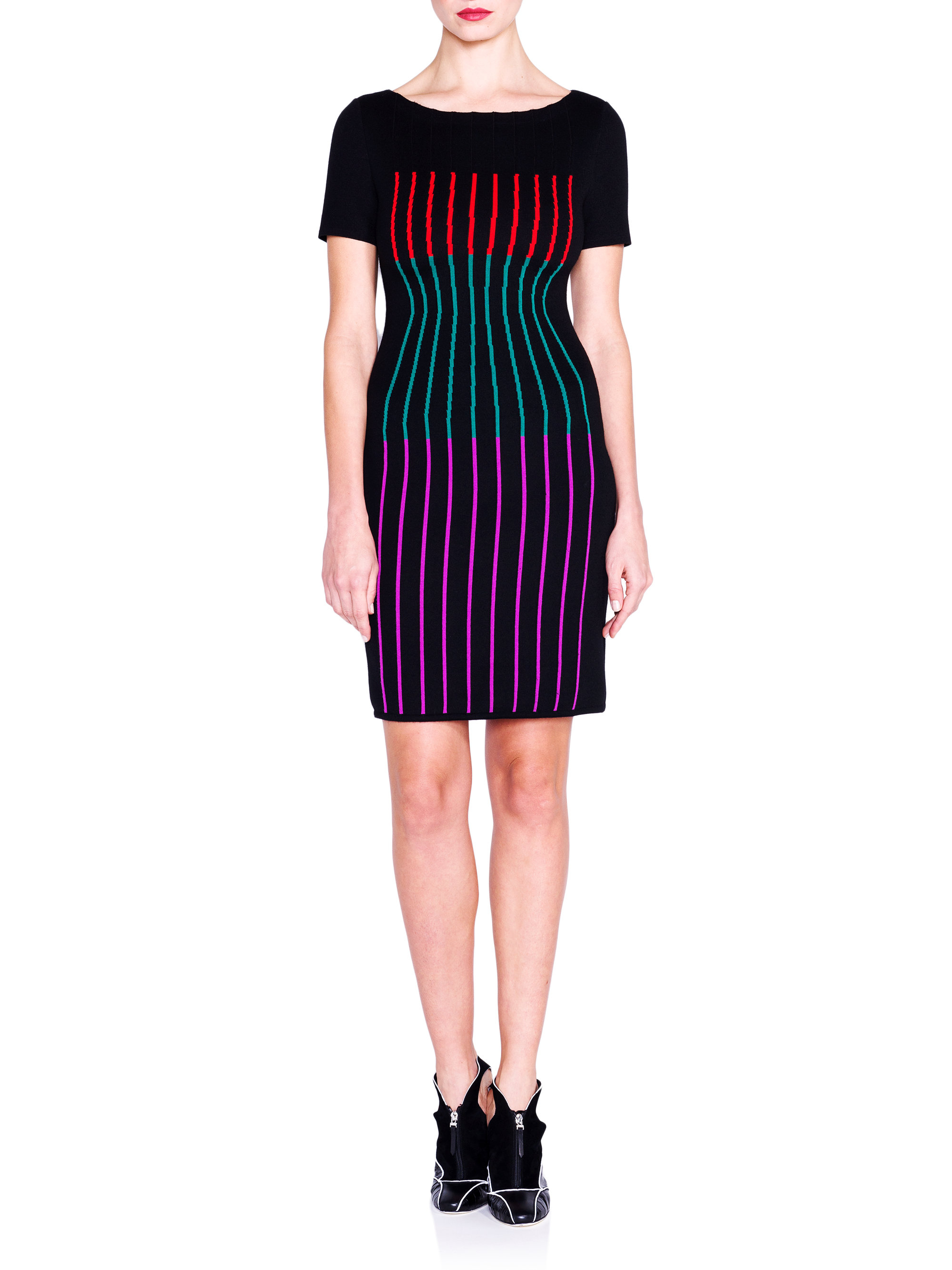 Fendi Striped Knit Dress in Black Lyst