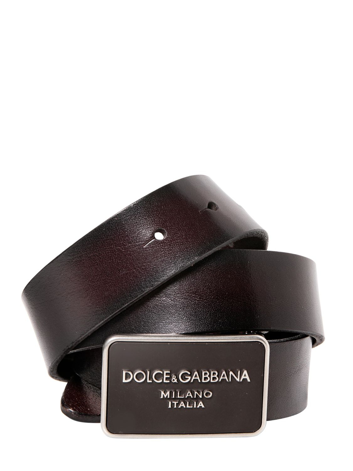 Dolce & gabbana 30mm Leather Belt With Logo Plaque in Brown for Men Lyst