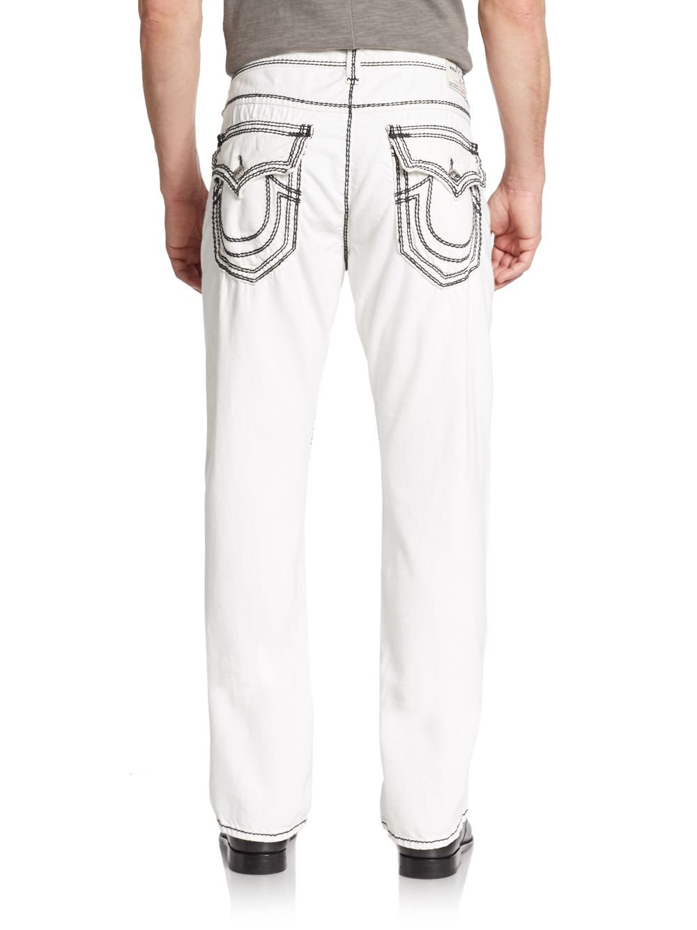 True Religion Contrast Stitched Straight Leg Jeans in White for Men | Lyst