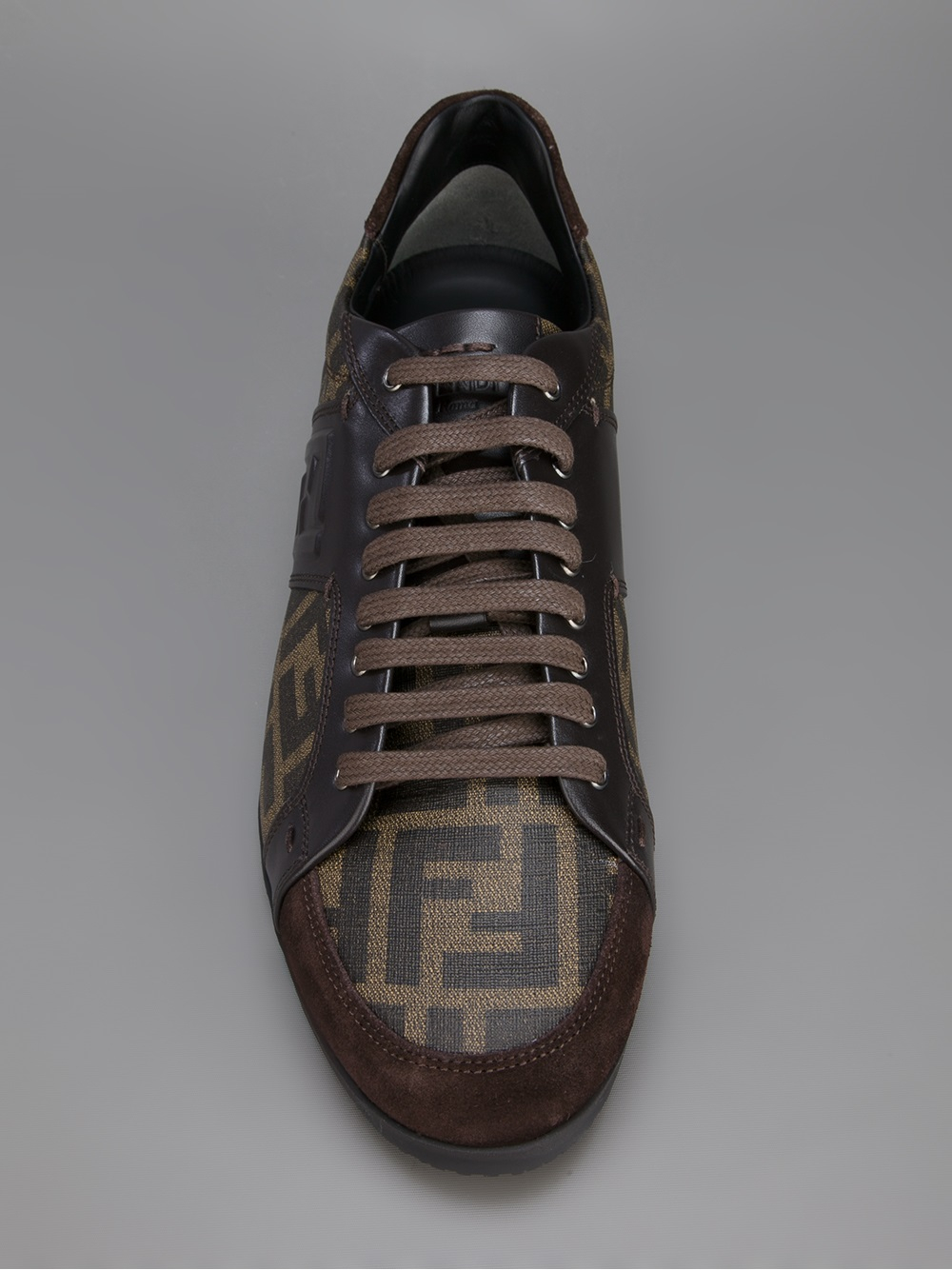 Fendi Zucca Sneaker in Brown for Men - Lyst