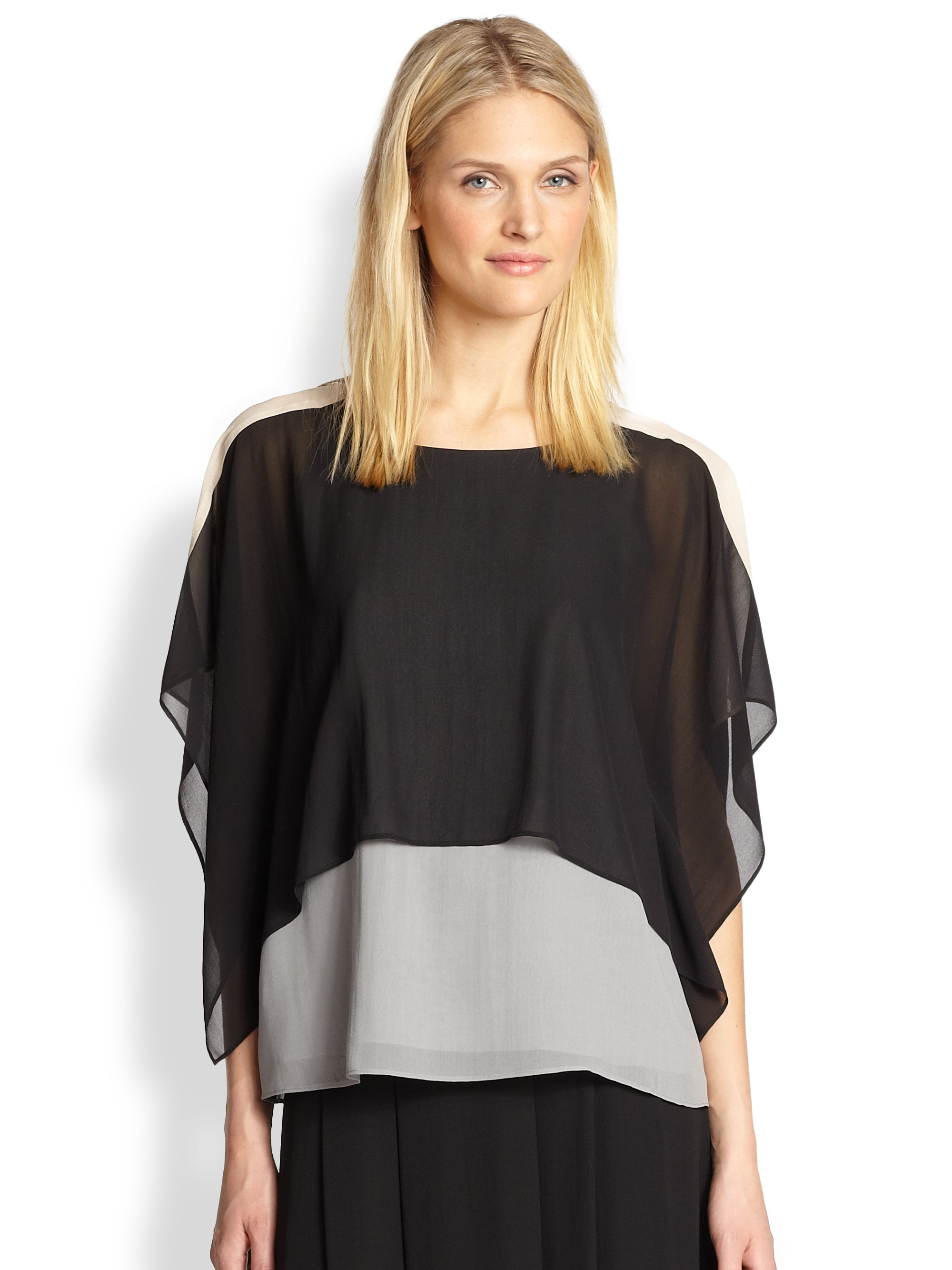 eileen fisher black silk top