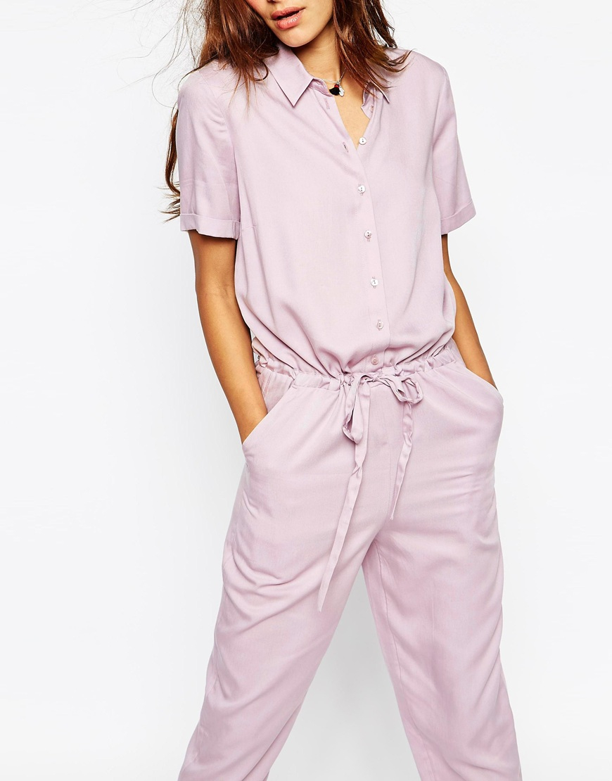 Lyst Asos Pretty Utility Jumpsuit in Purple